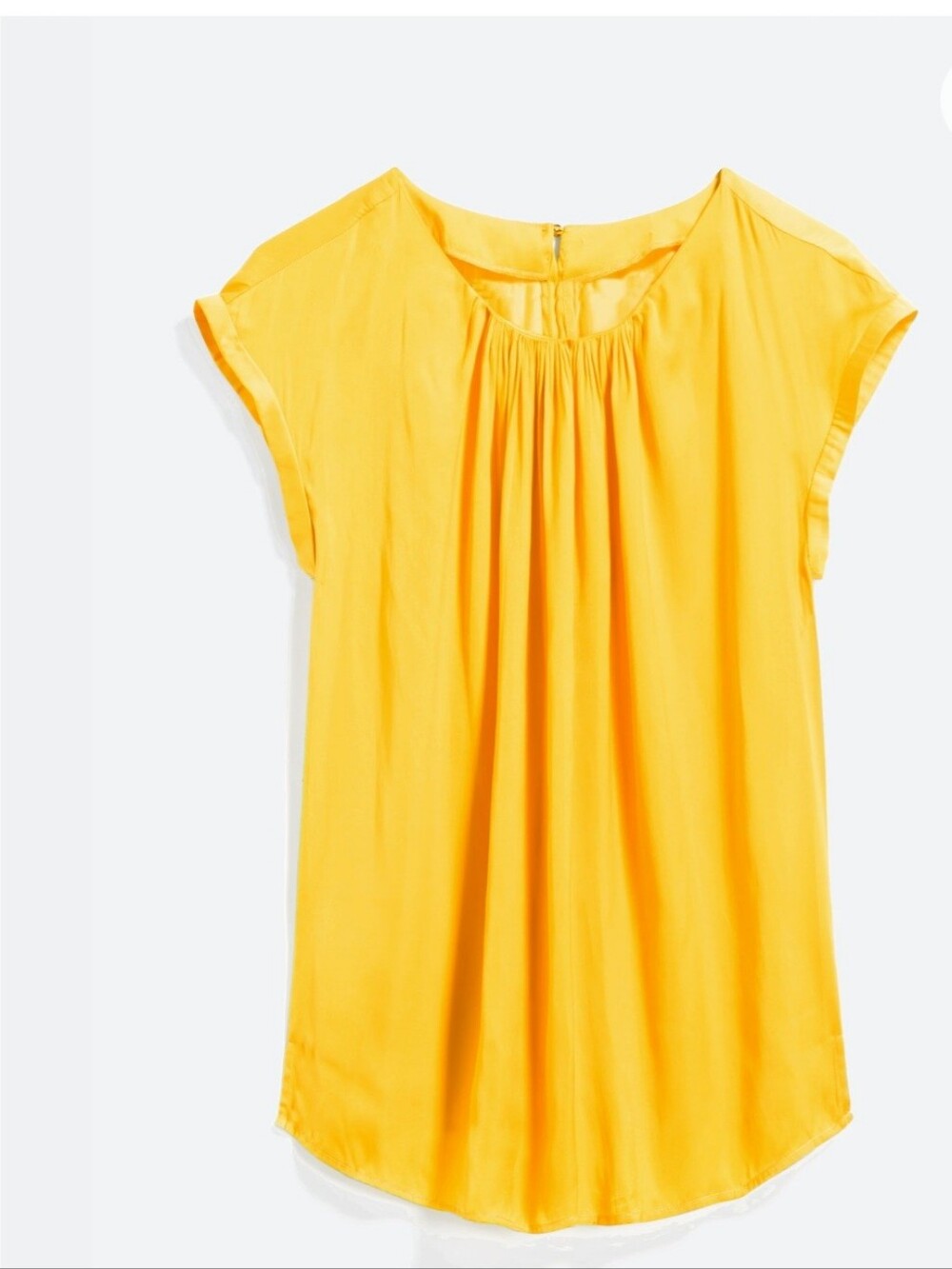 Soaked in Luxury Baldwin Pleated Blouse Women’s Yellow Mustard Satin Top NWT
